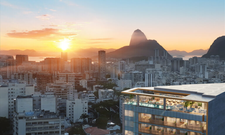 O Rio ao entardecer, visto de um andar alto