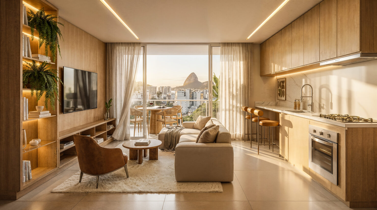 Sala do First com vista para o Pão de Açúcar